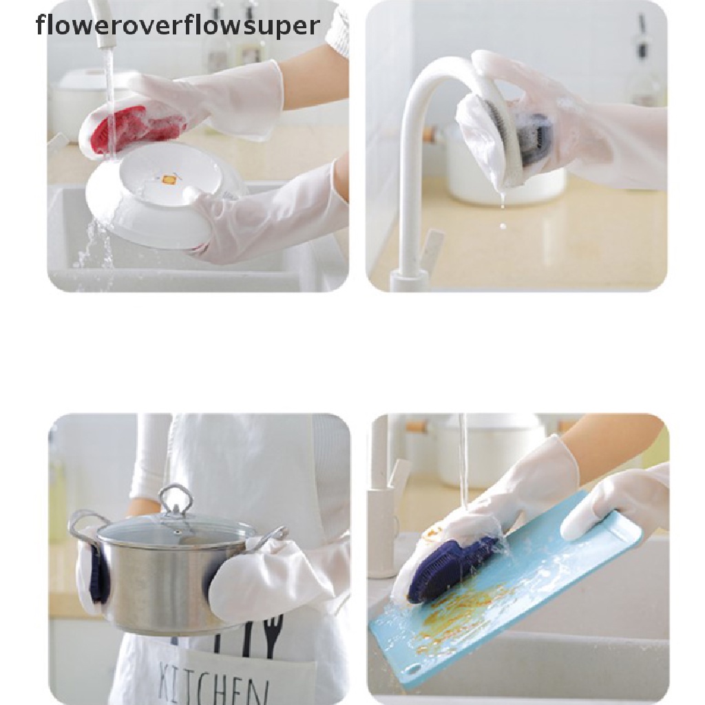Set 1 / 2 Găng Tay Rửa Chén Bằng Nhựa PVC Chống Thấm Nước