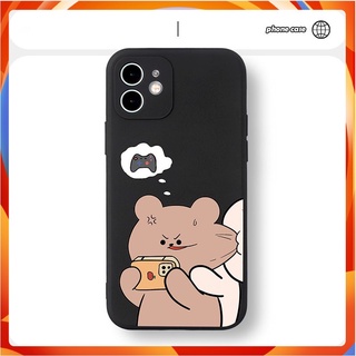 Ốp lưng  gấu cắn má cạnh vuông 6/6plus/6s/6splus/7/7plus/8/8plus/x/xr/xs/11/12/13/14/Pro/Plus/Promax BVC916