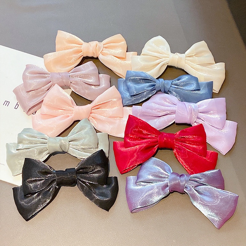 Kẹp Tóc Nơ Lớn Màu Đen Phong Cách Hàn Quốc Cho Nữ