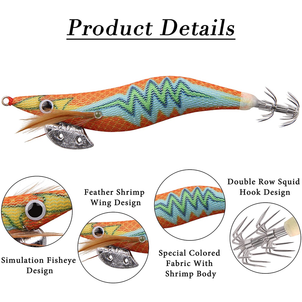 2.0# 2.5# 3.0# 3.5# Mồi Câu Cá Giả Hình Con Tôm Bằng Gỗ Phát Sáng Độc Đáo