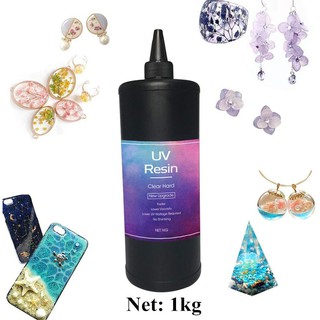 [TẶNG KÈM 1 ĐÈN UV 36W] Bộ 1KG Keo Resin Uv Clear Làm Mặt Dây Trang Sức,Vòng Tay,Thủ Công Handmade DIY