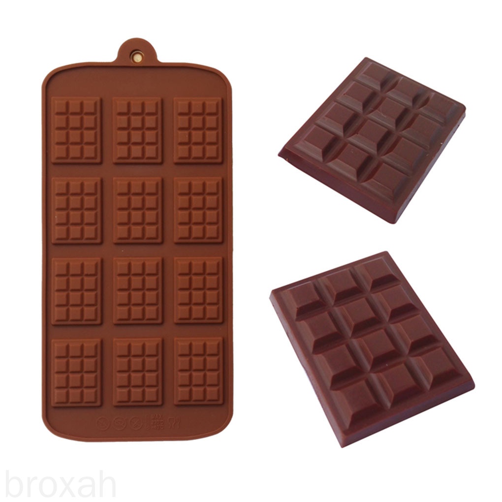 Khuôn silicone 12 ngăn hình chữ nhật mini dùng làm socola