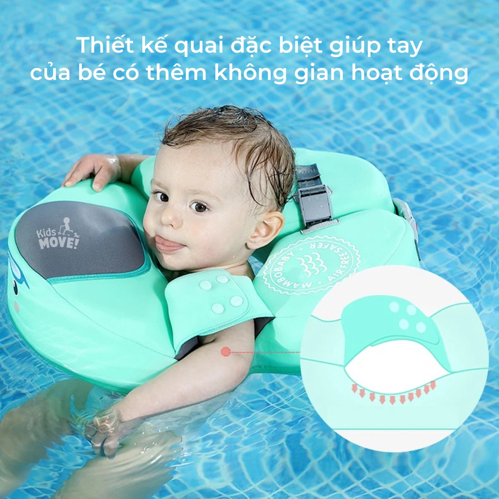 Phao bơi luồn tay Mambobaby cho bé 1 2 3 4 tuổi không bơm hơi, chống lật, siêu nhẹ, có mái che hàng chính hãng