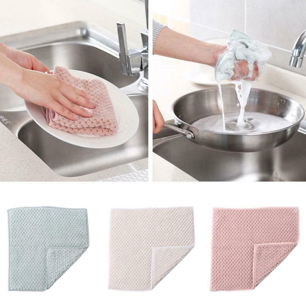 MICROFIBER Khăn Rửa Chén Hai Lớp Dày Dặn K6W0