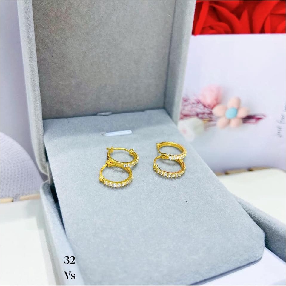 BÔNG TAI TRÒN ĐÍNH ĐÁ NHỎ