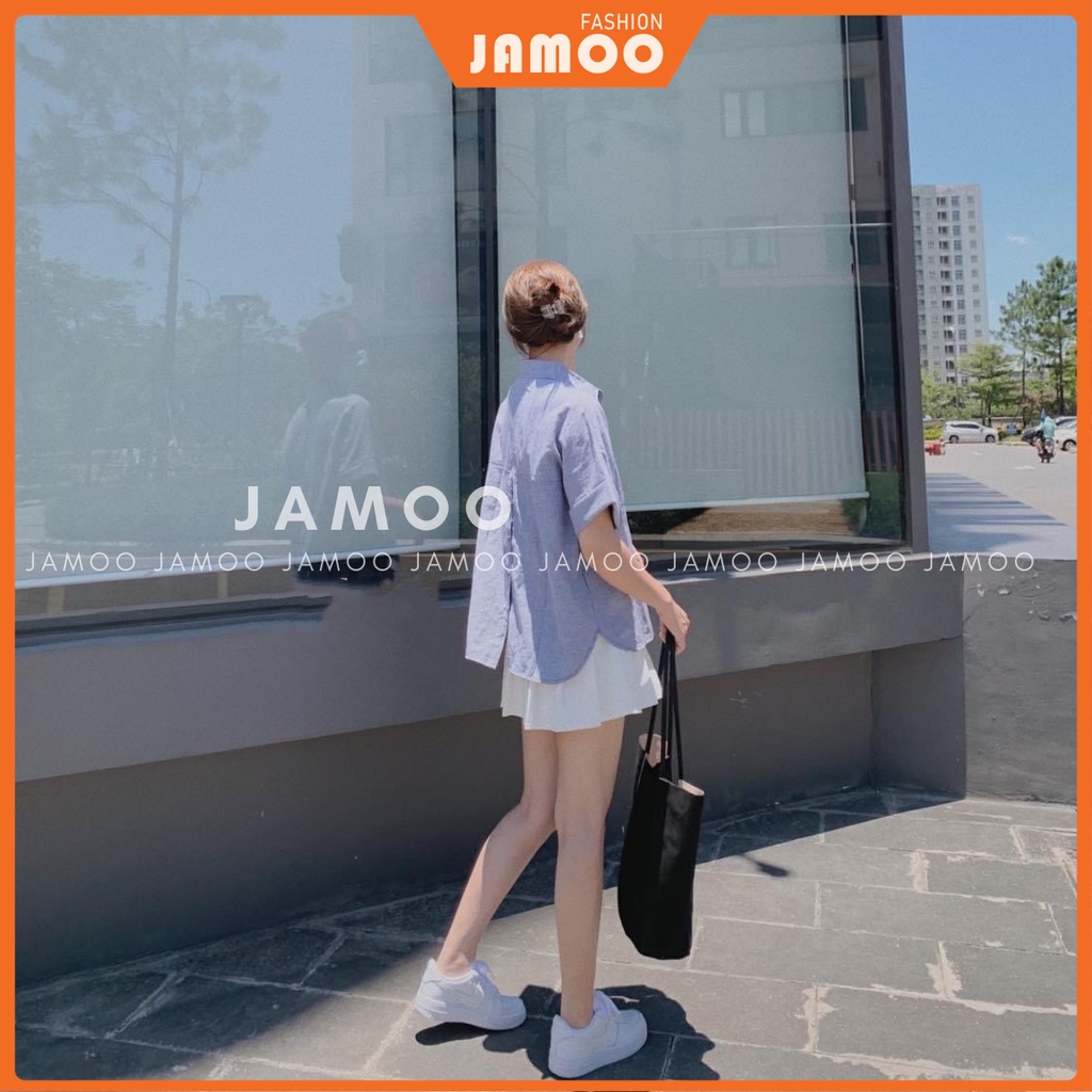 Áo sơ mi kẻ sọc vạt bàu khuy sau - Áo sơ mi kẻ JAMOO