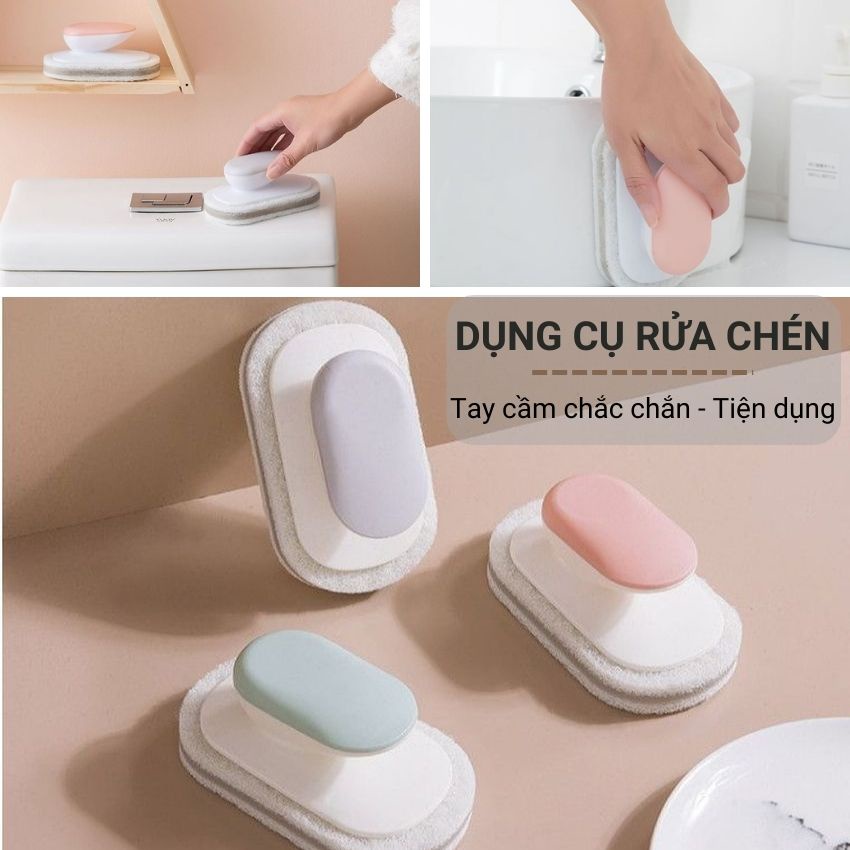 Miếng bọt biển rửa chén bát dụng cụ rửa đa năng cọ xoong nồi thông minh rửa sạch bóng có tay cầm tiện lợi  Angola