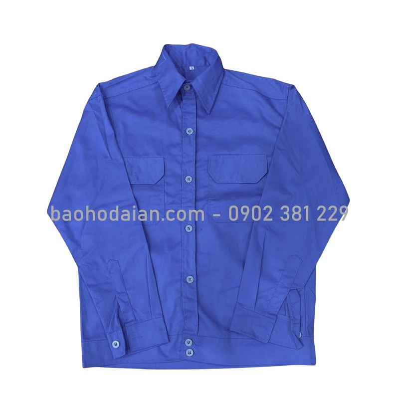 Áo công nhân màu xanh đen vải kaki 65/35 thấm hút mồ hôi