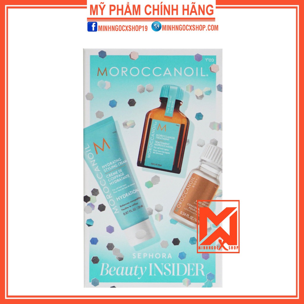 MOROCCANOIL SET MOROCCANOIL TRAVEL SIZE ( DẦU DƯỠNG 15ML + KEM TẠO KIỂU 20ML + DƯỠNG DA 10ML )