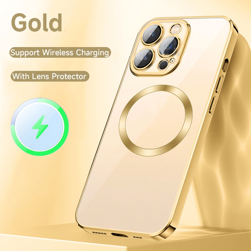 Ốp Điện Thoại Silicon Trong Suốt Mạ Từ Tính Sang Trọng Cho IPhone 14 Plus 13 12 11 Pro MAX X XS MAX XR