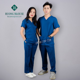 [Combo 2 bộ] Quần áo phòng mổ, bộ scrubs cho bác sĩ - Blouse trắng Hà Nội