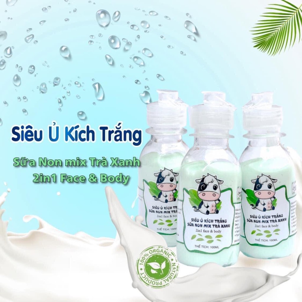 Ủ Siêu Kích Trắng Sữa Non mix Trà Xanh - Chính hãng 100%