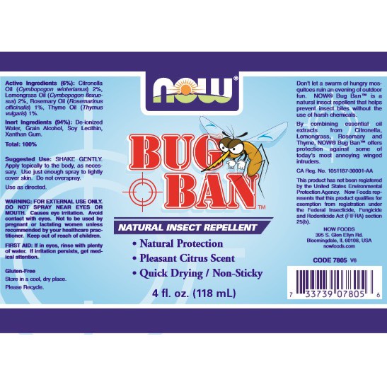 Now Bug Ban Chai Xịt Chống Muỗi Bảo Vệ Da Ngăn Ngừa Côn Trùng Đốt Now Solution Bug Ban 118ml