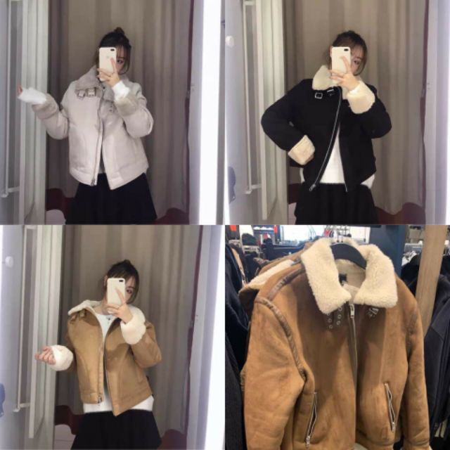 Áo da lộn lót lông HM