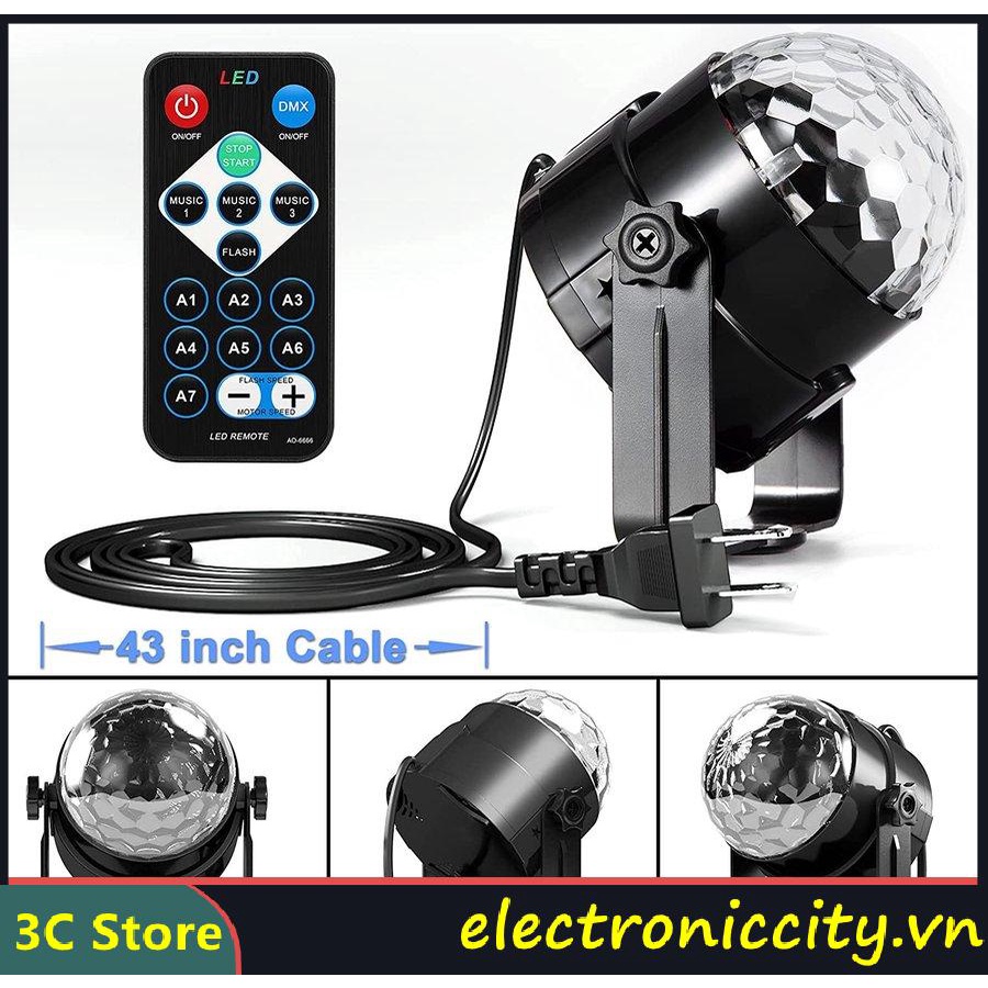 Đèn Led Xoay Trang Trí 7 Màu Cảm Ứng Theo Nhạc Vũ Trường, Sân Khấu Dành cho Dân Bay