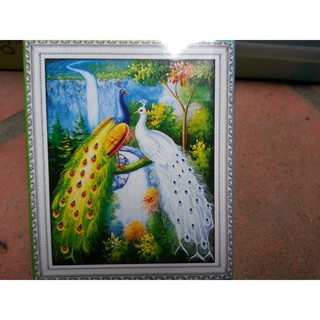 Tranh đính đá đôi công H064