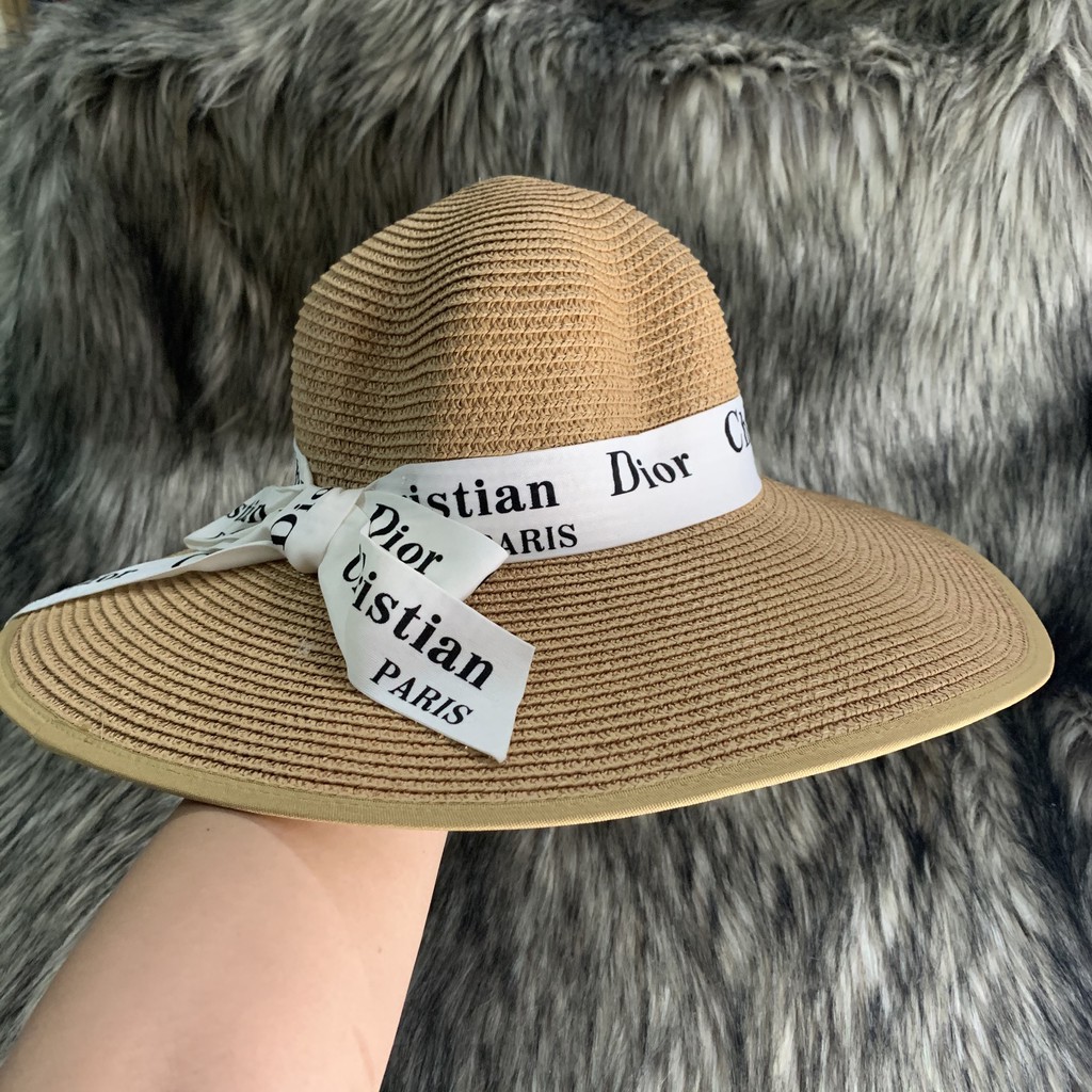 Hàng Loại 1 - Mũ Cói Vành Rộng Phối Nơ Đen Thời Trang Nữ Tính - Nón Vành Rộng Đi Biển Thời Trang