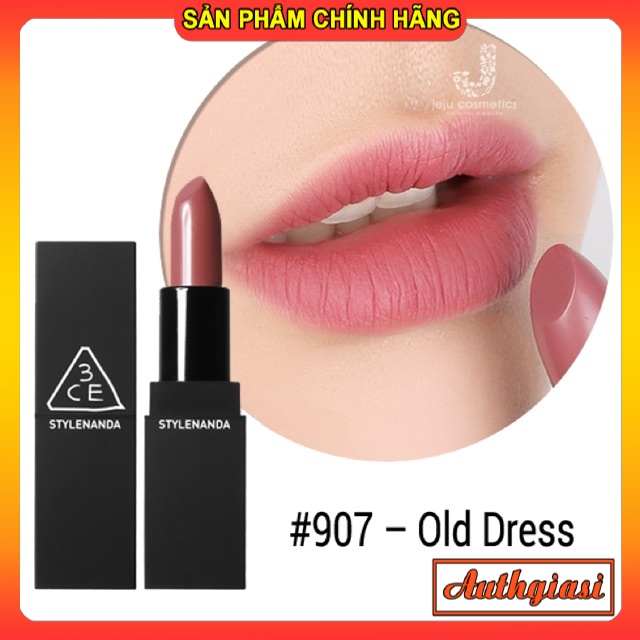 Son thỏi 3CE 907 Matte Lip Color #907 màu Old Dress chuẩn Hồng Đất