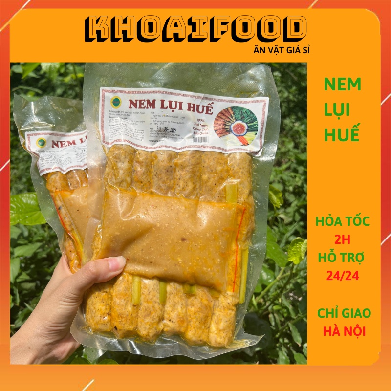 Nem lụi Huế cuốn sả kèm sốt đặc sánh túi 12 que 500 gram