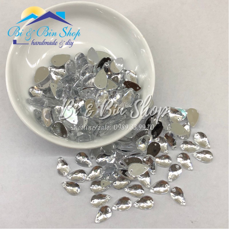 144 Viên Đá Kết Giọt Nước 8x13mm Đính Kết Trang Phục Thời Trang, Làm Phụ Kiện Handmade