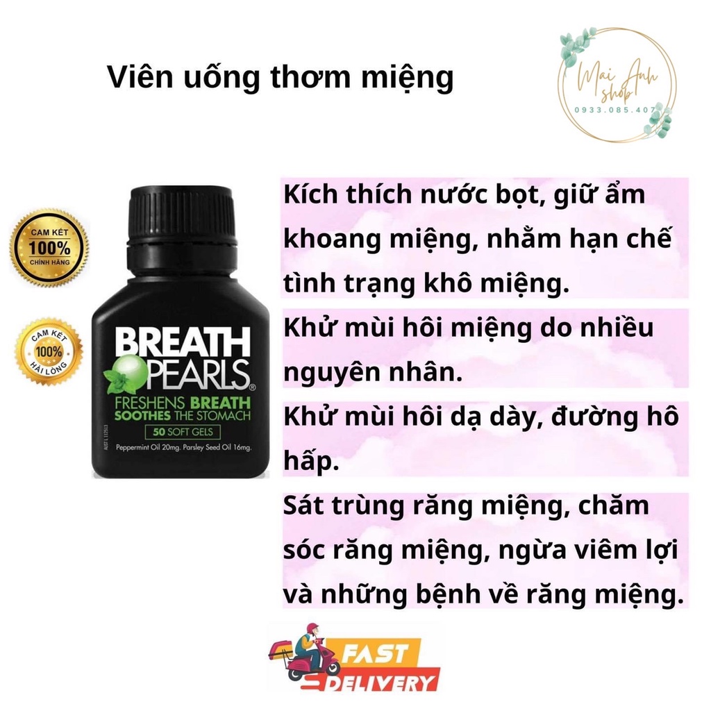 Viên thơm miệng thảo dược breath pearls 50 viên khử mùi hiệu quả - ảnh sản phẩm 2