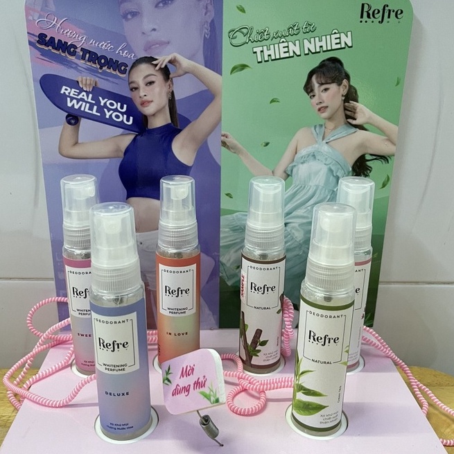 ( hàng trưng bày) Xịt khử mùi dưỡng trắng hương nước hoa Refre 30ml