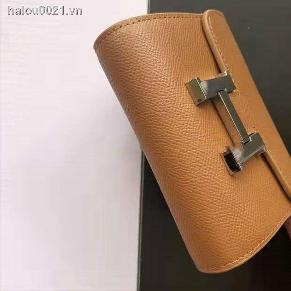 Túi đeo chéo chất da PU dáng vuông mini trang trí khóa hình chữ H phối dây xích hợp thời trang