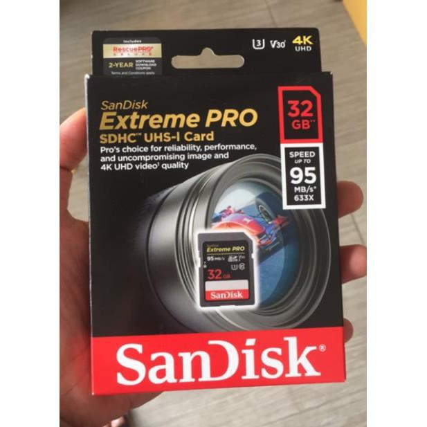 (giá khai trương) Thẻ Nhớ Máy Ảnh SD SDisk Extreme Pro 633x 32GB Class 10 U3 95MB/S | BigBuy360 - bigbuy360.vn