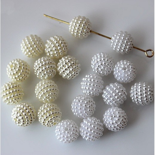 Set 50 Hạt Ngọc Trai Giả Bằng Nhựa ABS 10mm Dùng Trang Trí Giày / Túi Xách DIY