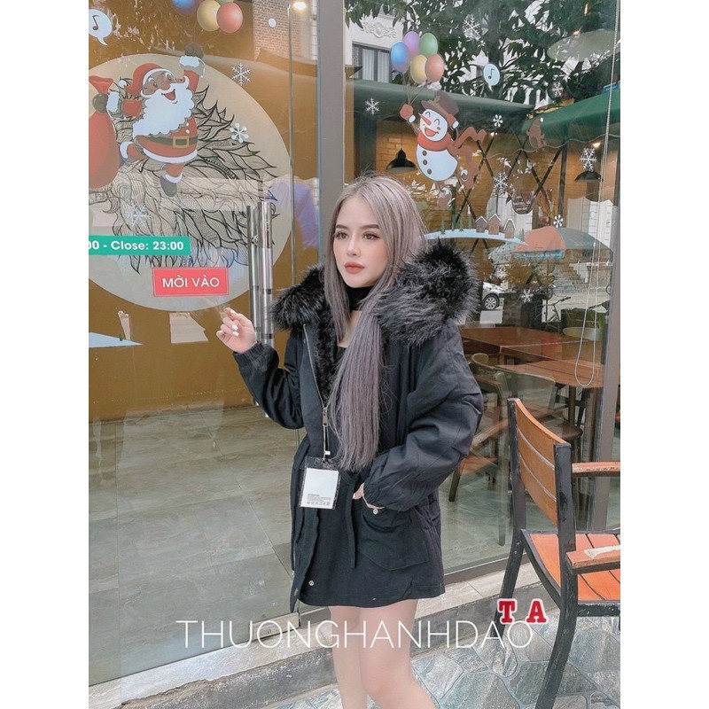 Áo khoác kaki mũ lông cao cấp.