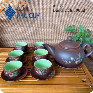 Bộ Ấm Trà ⚱ Gốm Sứ Bát Tràng ⚱ Bộ Ấm Chén Uống Trà Lan Hoa Cao Cấp Tử Sa Gomphuquy Ac77