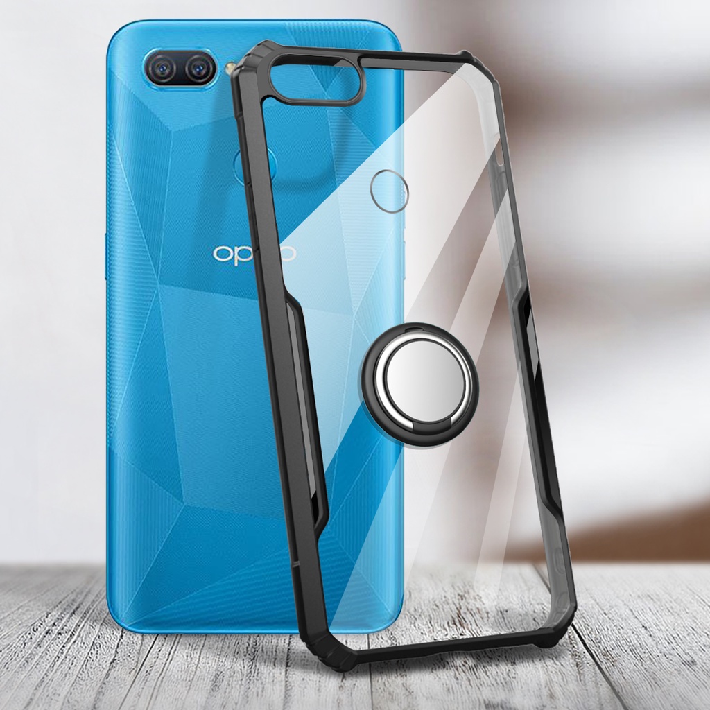 Ốp Điện Thoại Acrylic Trong Suốt Có Vòng Nhẫn Cho OPPO A12 A12s A12E A5S A3S A7 F9 F11 Pro A15S A15 A16 A16S Realme C1