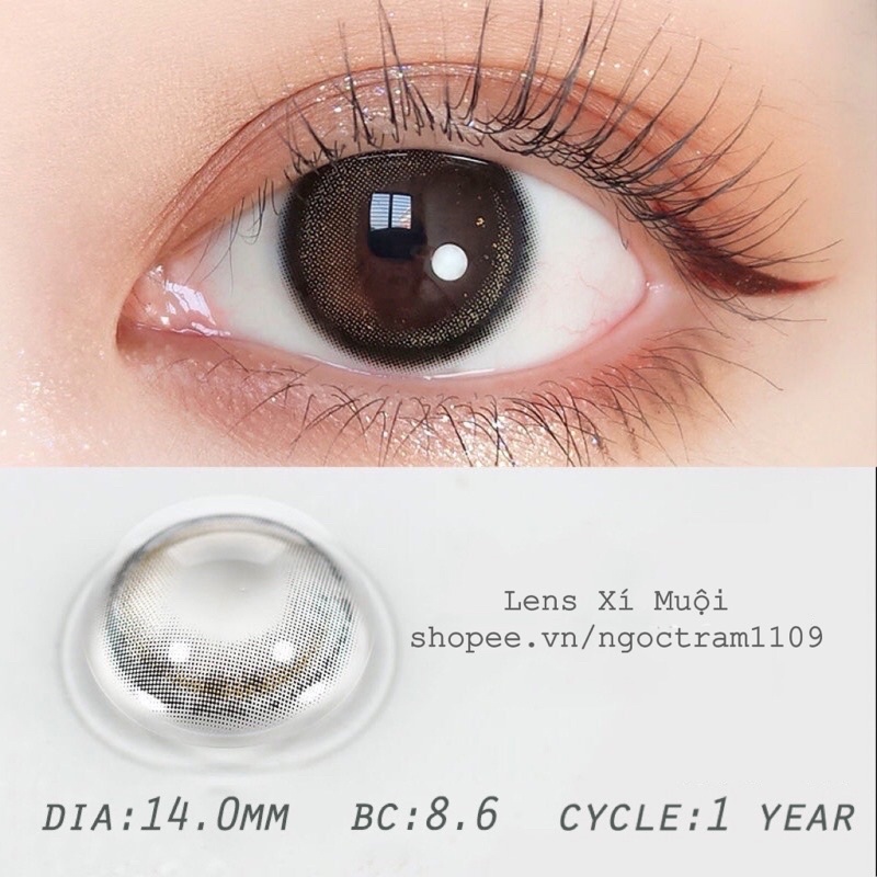 Lens mắt xám đen có nhũ FC312 có lệch độ