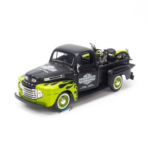 Mô hình xe Ford F-1 Pick Up 1948 With Harley 1942 WLA Flathead 1:24 Maisto