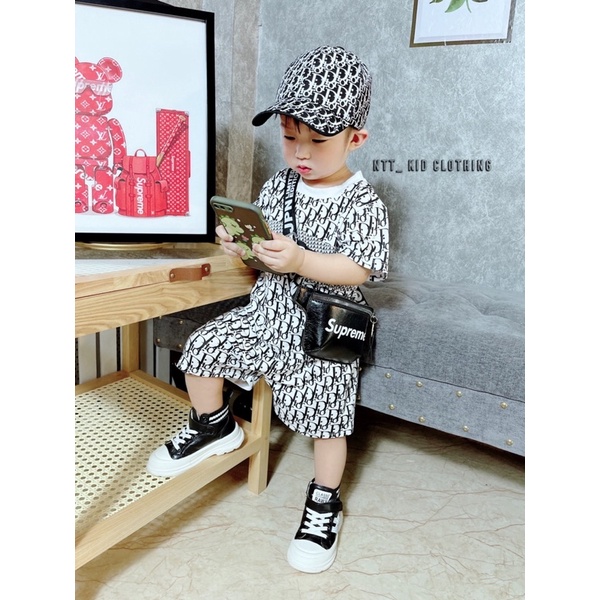 Bộ cộc tay bé trai,Dior sét 3 chi tiết