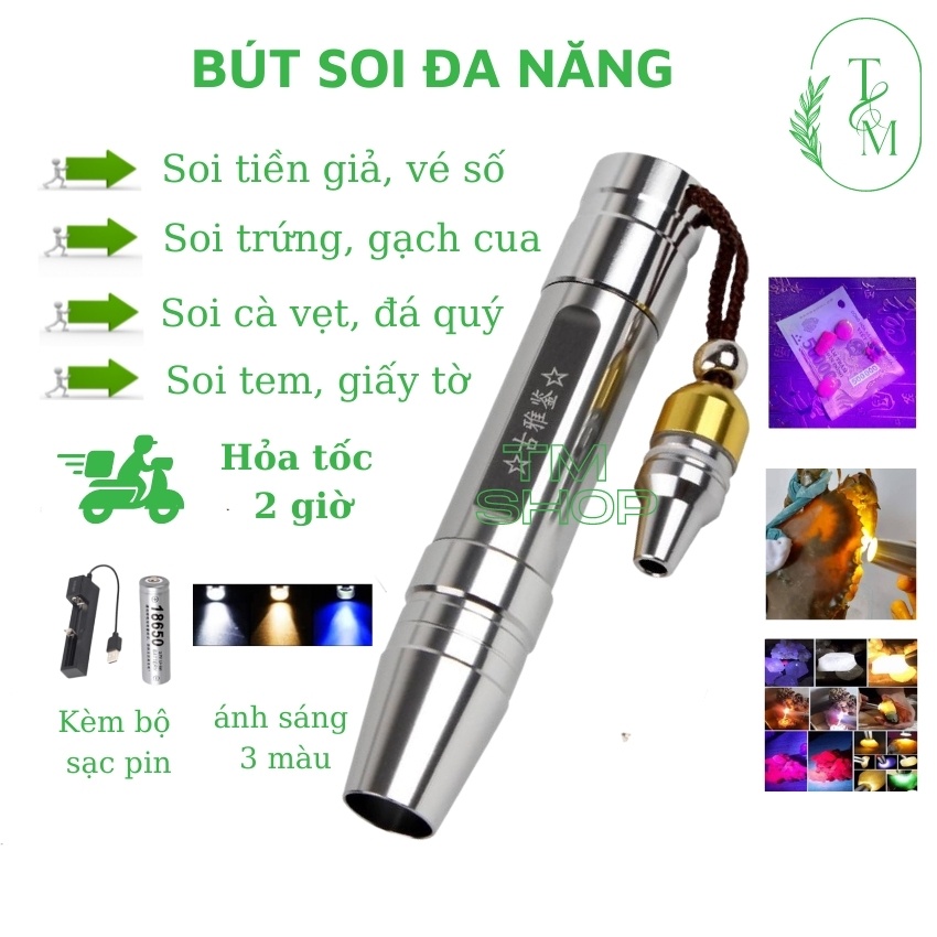 Đèn led, đèn đa chức năng, soi được cà vẹt xe, tiền giả, soi cua