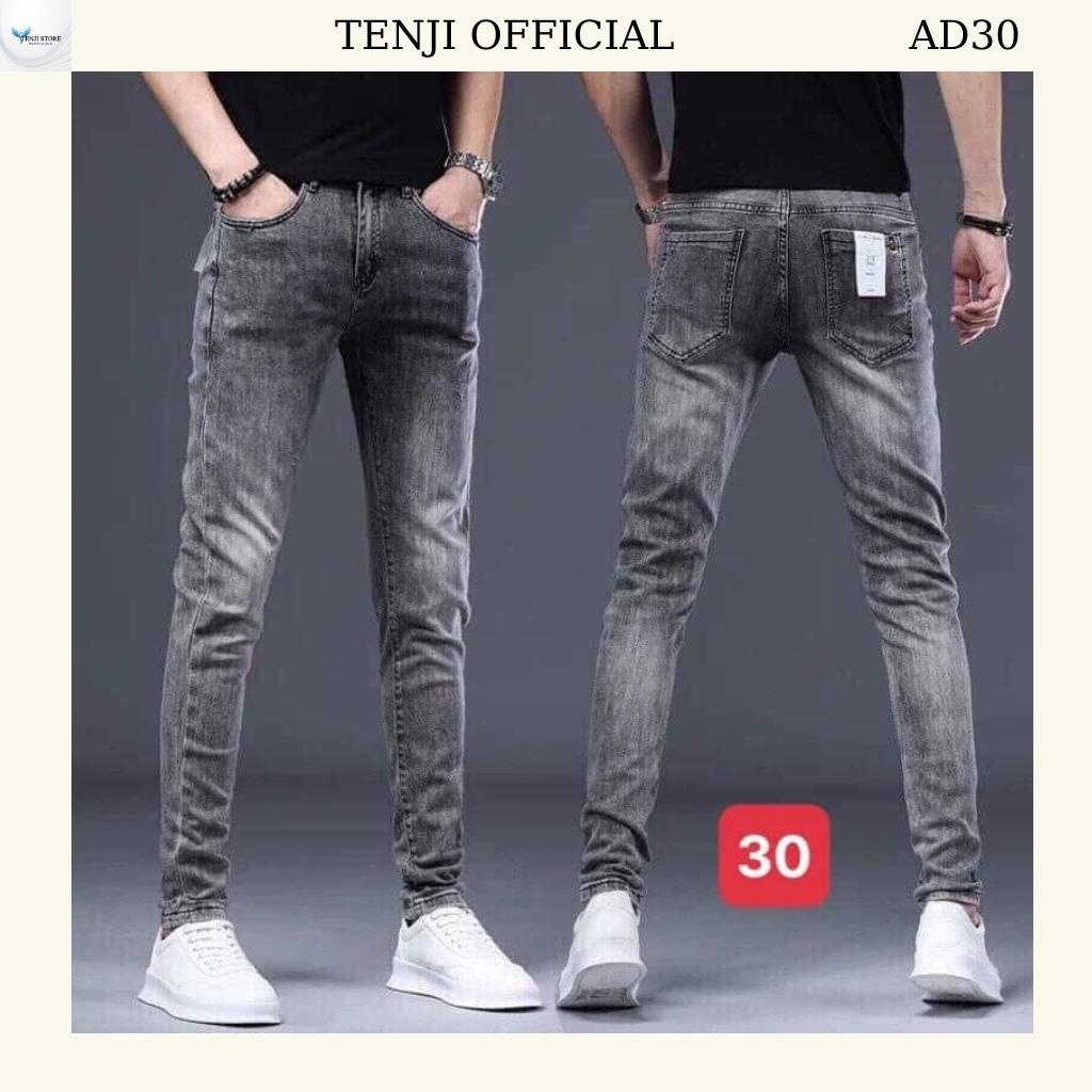 Quần jean nam TENJI QJ76 xanh chất bò họa tiết trơn dáng kinnny size (28 - 32 + 34)