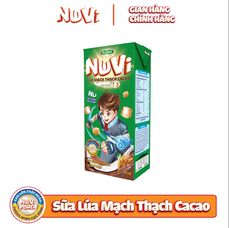 Lốc 4 hộp NutiFood NuVi TU Sữa Lúa Mạch Cacao Có Thạch Hộp 170 ml/hộp