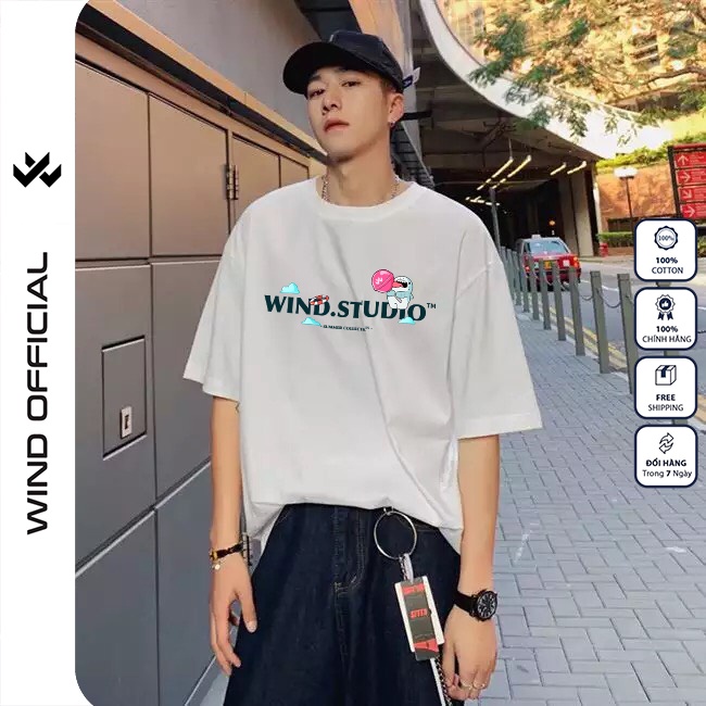 [Mã SKAMFSW175 giảm 10K đơn 50K] Áo phông unisex form rộng WIND tay lỡ oversize thun 100% cotton SHARK nam nữ ulzzang | BigBuy360 - bigbuy360.vn