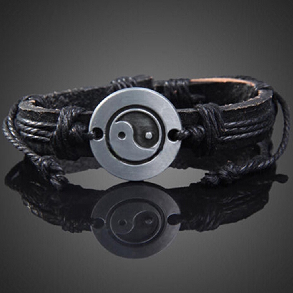 Vòng tay giả da kiểu dáng bát quái hợp kim lạ mắt thời trang độc đáo