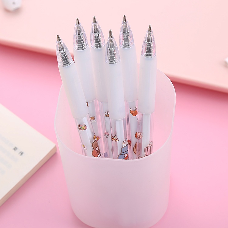 Hộp 6 Bút Bi Mực Nước Màu Đen - Bút Mực Nước Cute