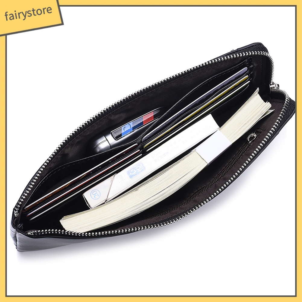 Ví da dáng dài màu trơn kiểu dáng đơn giản cho nam