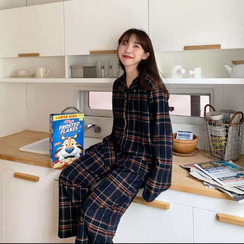 Bộ ngủ / mặc nhà pijama dài caro ulzzang order