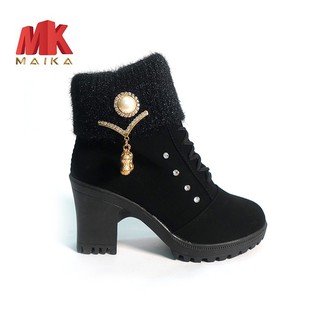 Giày boot nữ đế vuông S105 (Đen) MK MAIKA