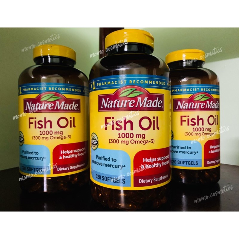 [Chính Hãng] Dầu cá Fish Oil bổ mắt, tim mạch NATURE MADE 1000mg 320 viên của Mỹ