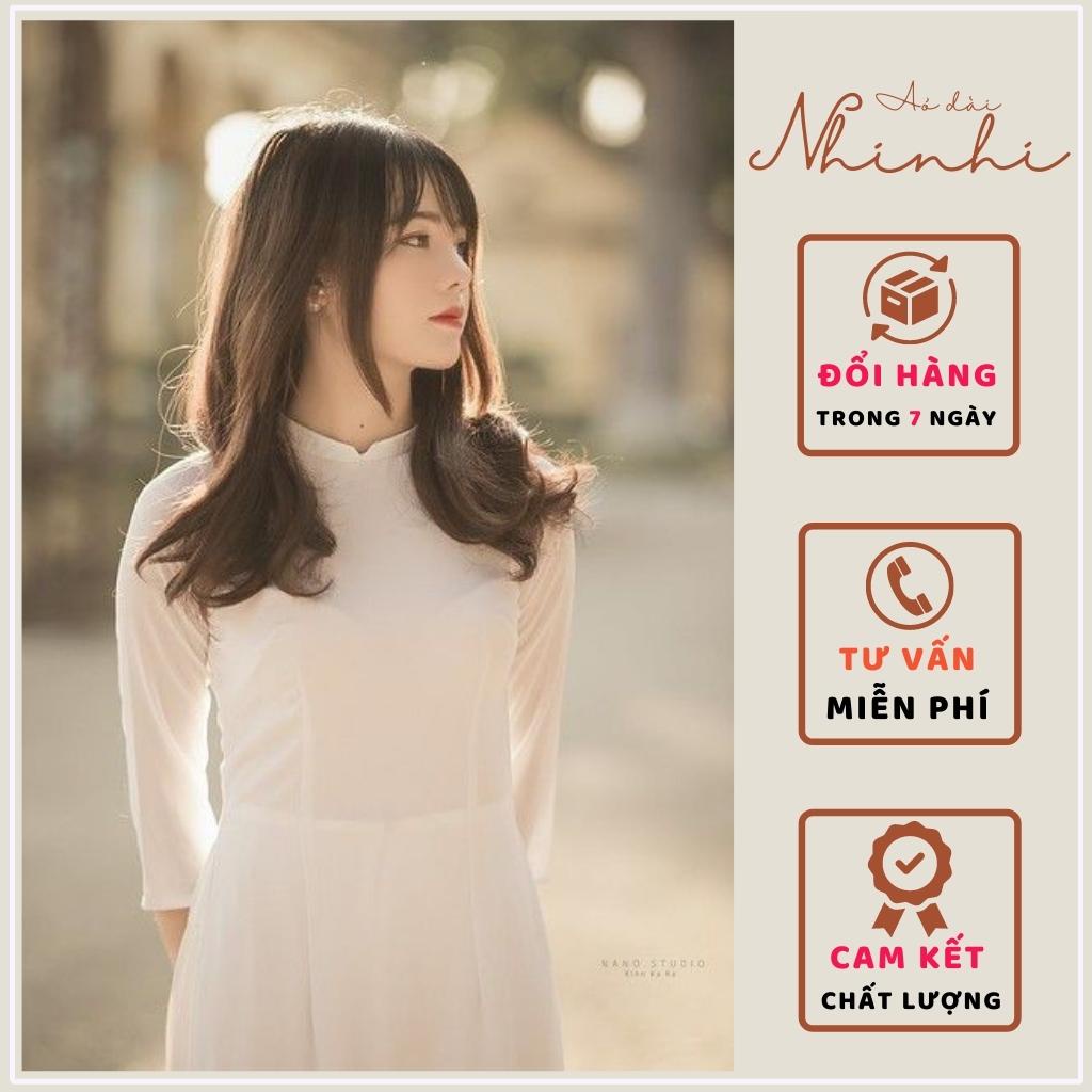 Áo dài trắng học sinh, áo dài đi học nữ NHINHI lụa Tây thi