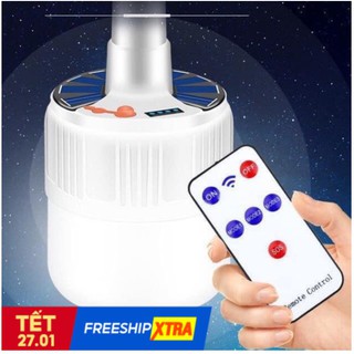 Bóng Đèn Led Sạc Tích Điện V51 Có Remote 60W - Bóng Đèn Tích Điện Năng Lượng Mặt Trời Có Móc Treo