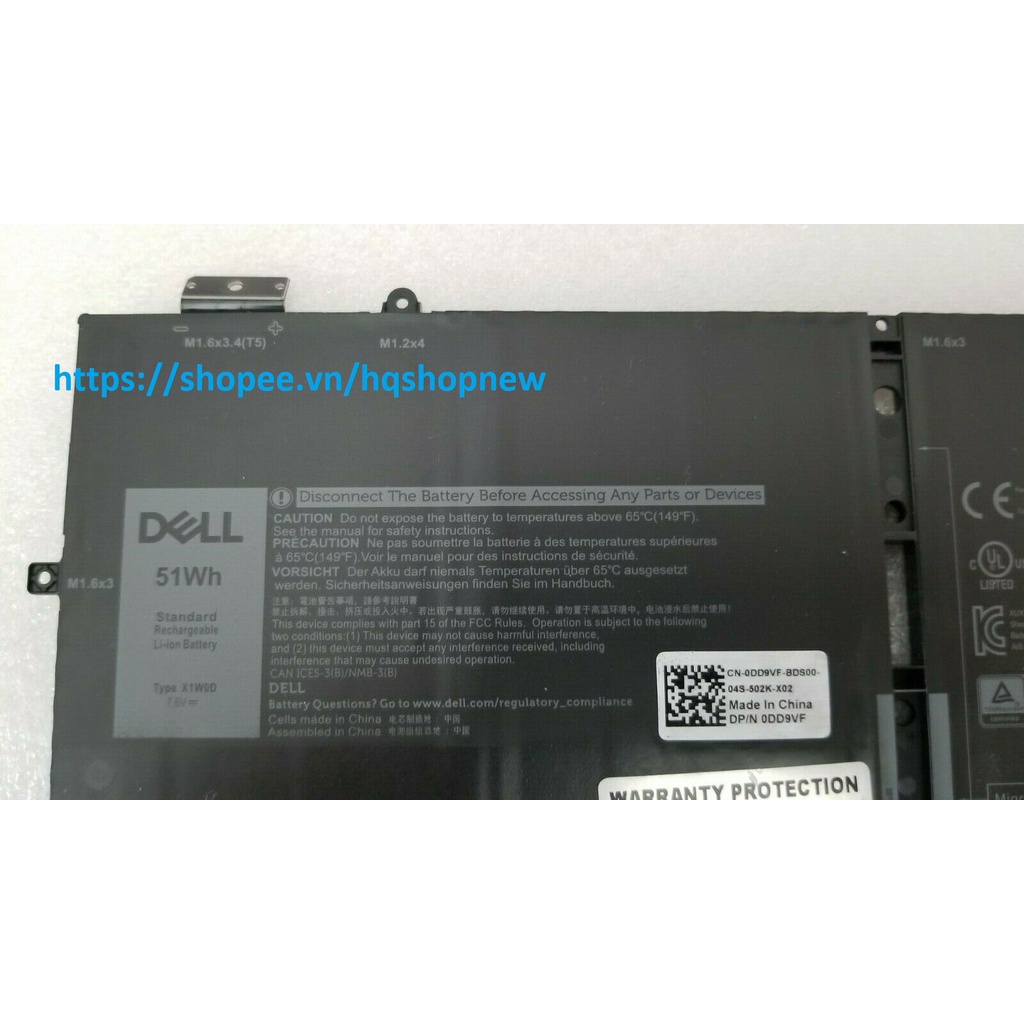 Pin Laptop dell Dell XPS 13 9310 X1W0D 51W