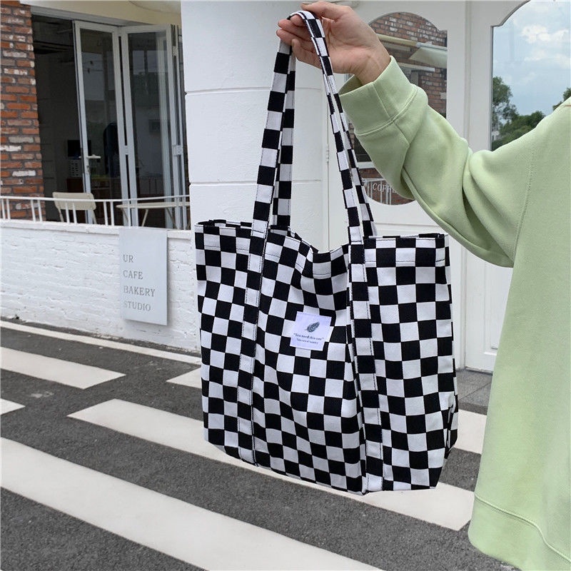 Túi Xách Canvas Cỡ Lớn Màu Sắc Tương Phản Phong Cách Hàn Quốc Cho Nữ