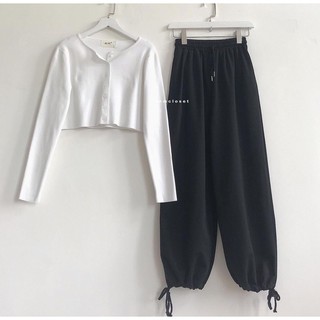 ☀️jogger rút dây + croptop gài nút